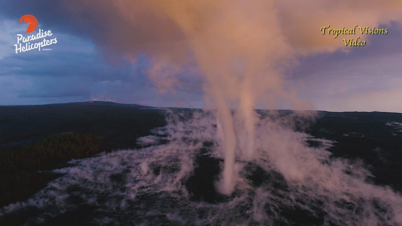 Huge steam vortices filmed above Hawaii's Kilauea volcano