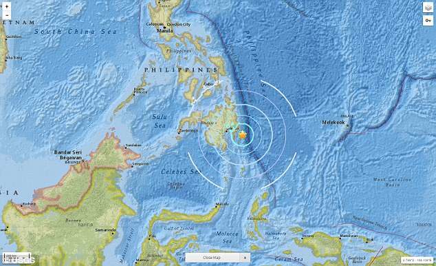 An earthquake of magnitude 6.2 struck off the southern Philippine island of Mindanao on Thursday, the US Geological Survey said.