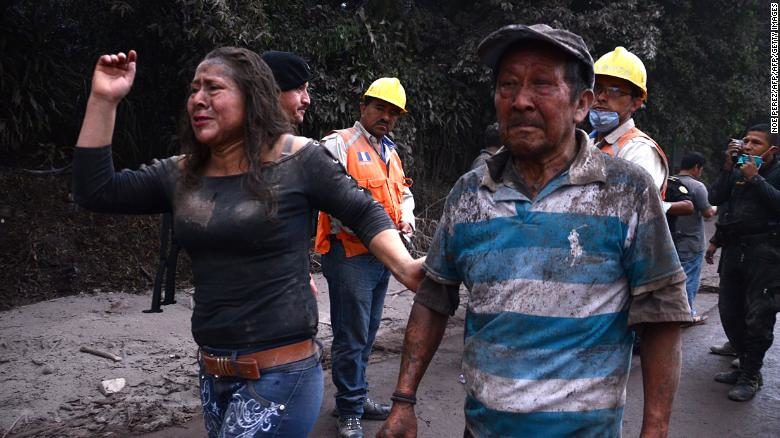 Residents flee El Rodeo village after the Fuego volcano erupted