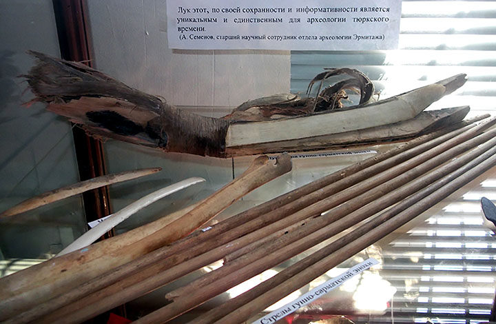 The Hun warrior mummy, his bow and arrows. Pictures: Kokorya Museum