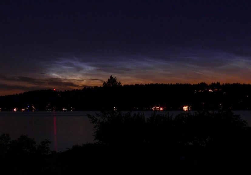 Noctilucent clouds over Seattle, WA