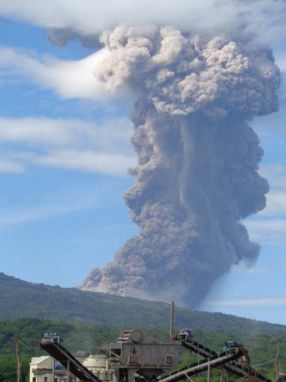 The eruption sent a plume of smoke 500 metres into the air, as well as shooting rocks and gasses