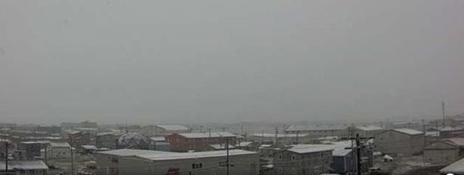 Snow falls in Utqiagvik - formerly Barrow - Alaska on July 7, 2018