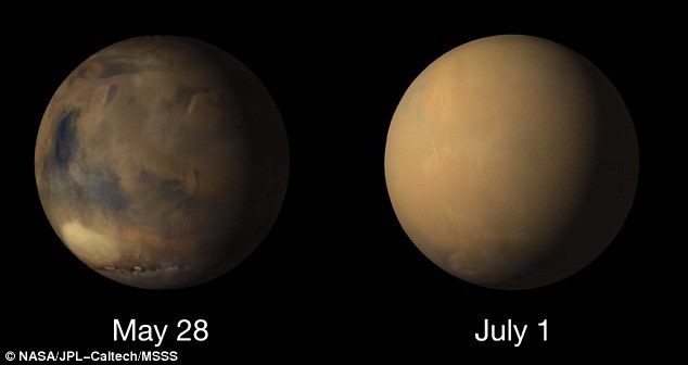 Incredible footage has revealed the planet wide transformation occurring on Mars