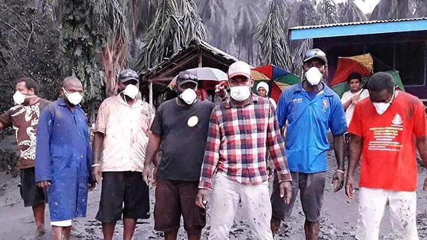 Click to enlarge Villagers on Ambae island have been receiving assistance from the Red Cross.