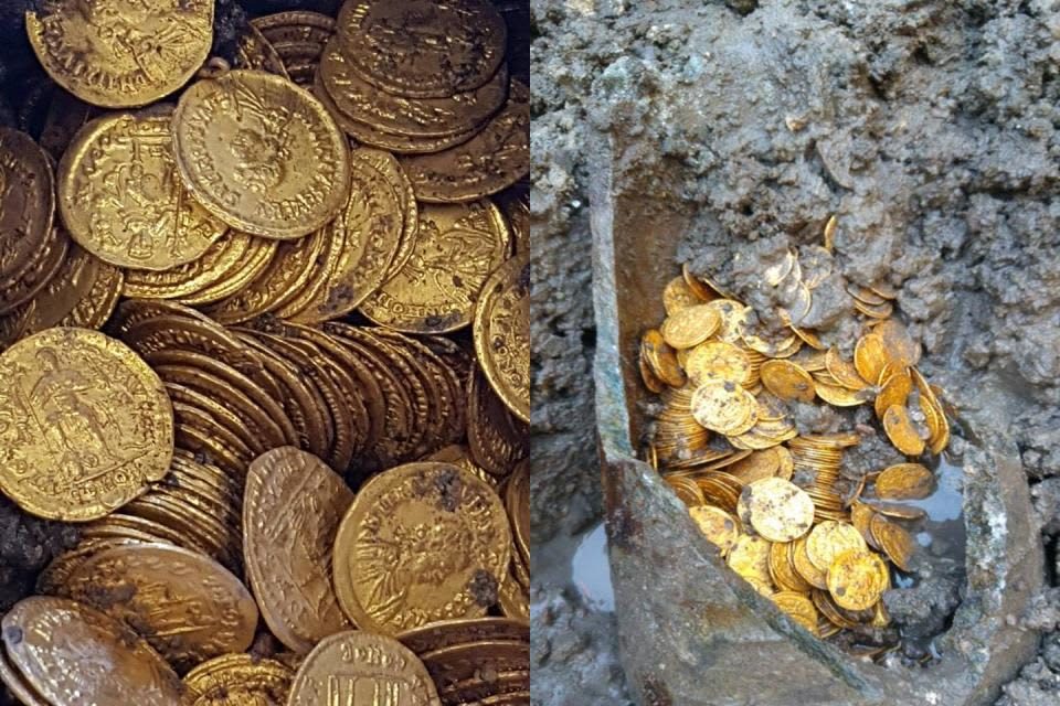 gold coins archeology dig Italy