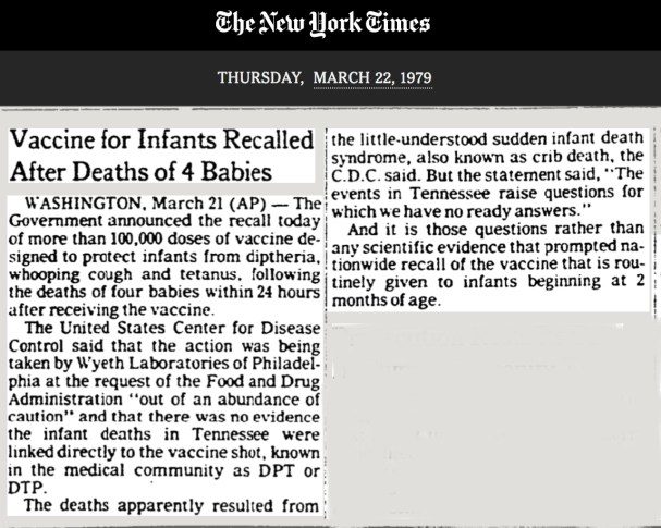 NYT Wyeth DPT vaccine recall