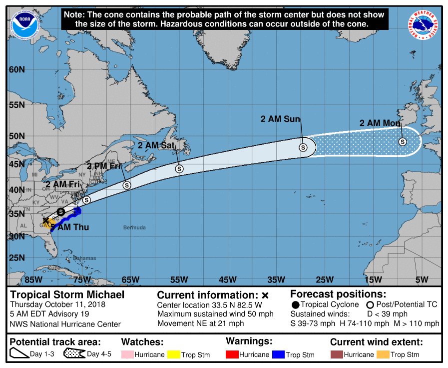 storm michael projected path