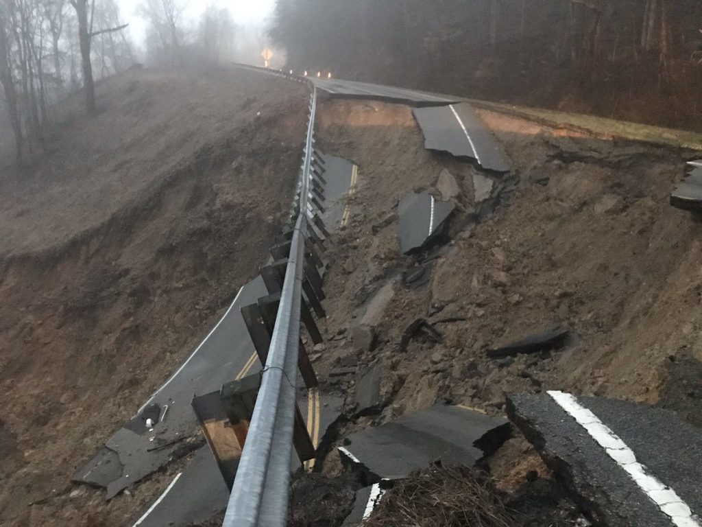 A severe landslide occurred in Hawkins County,
