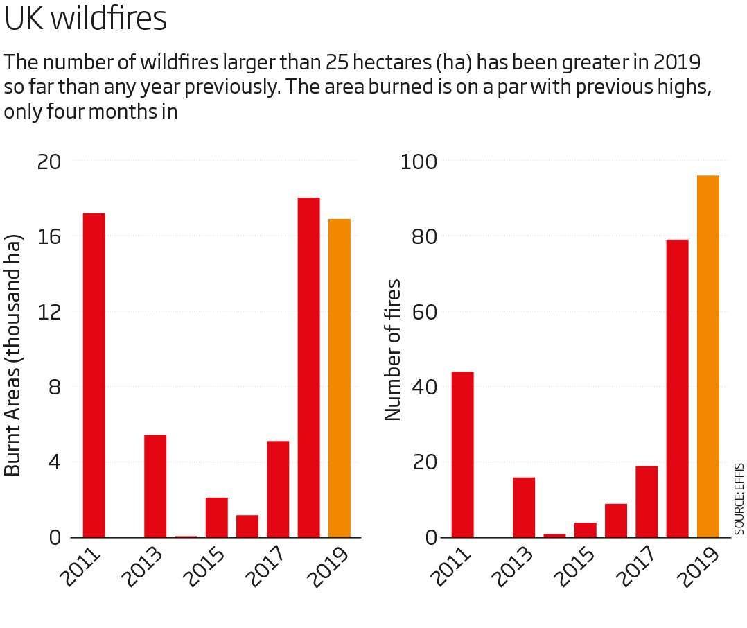 The UK has already had more wildfires in 2019 than any year on record