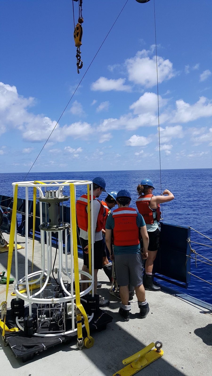 Researchers gathering seawater