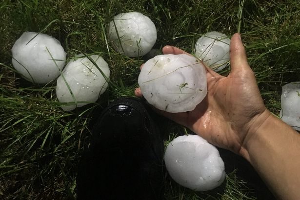 The giant hailstones measuring up to 14cm in diameter