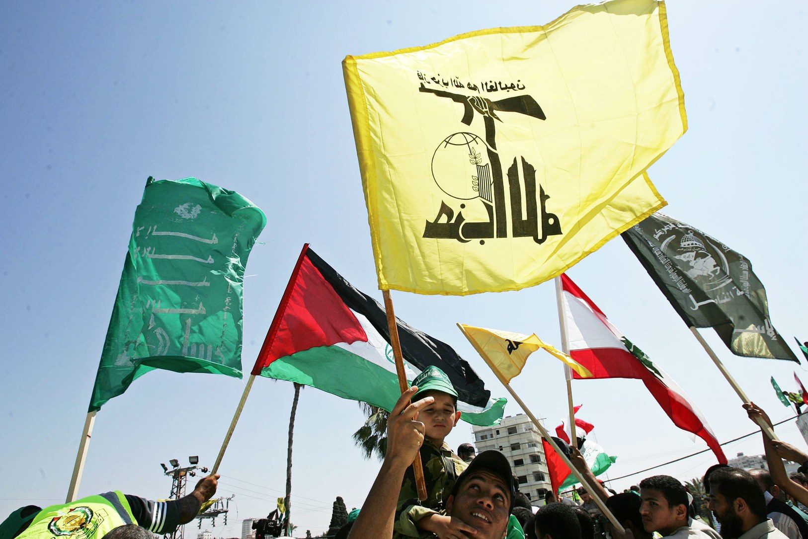 hamas hezbollah palestinian flags