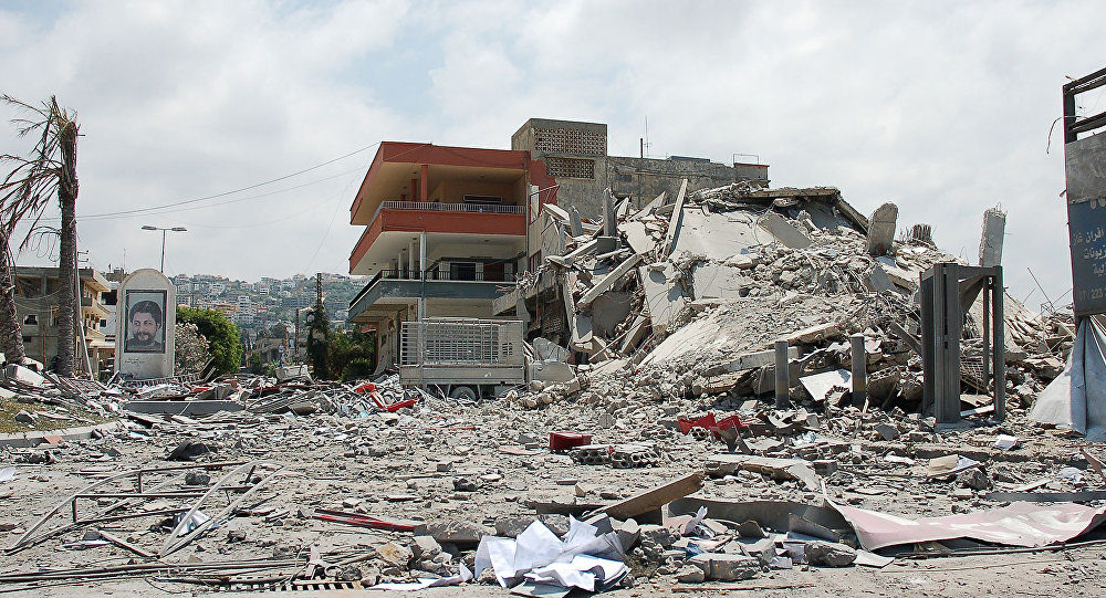Building bombed by Israeli forces in Ghaziyeh