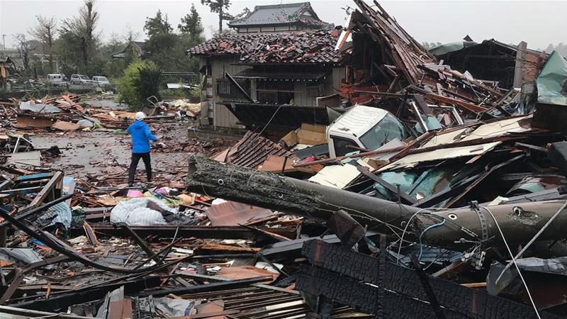 The storm has damaged houses in Ichihara, Chiba prefecture