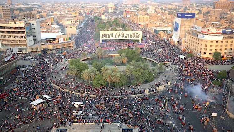 Protesters Tahrir Square Baghdad