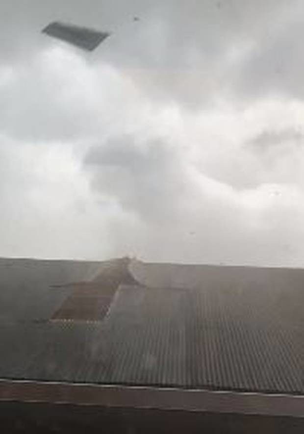 Footage of the tornado hitting the roof was posted on Twitter.