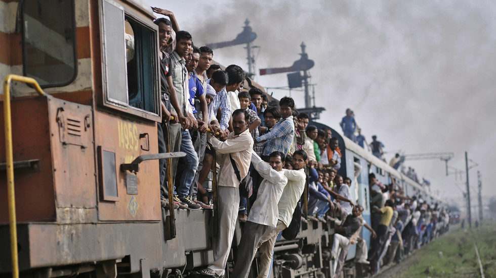 overcrowded indian train