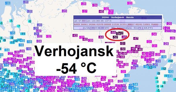 record cold air in Russia