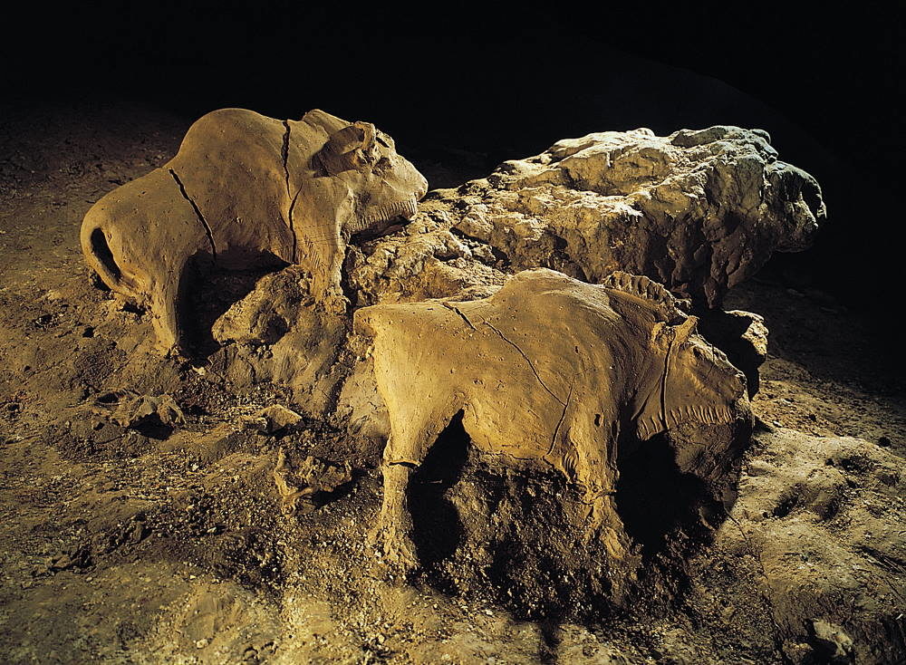 bison sculpture paleolithic cave france