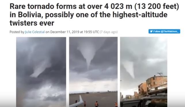 rare Bolivia tornado