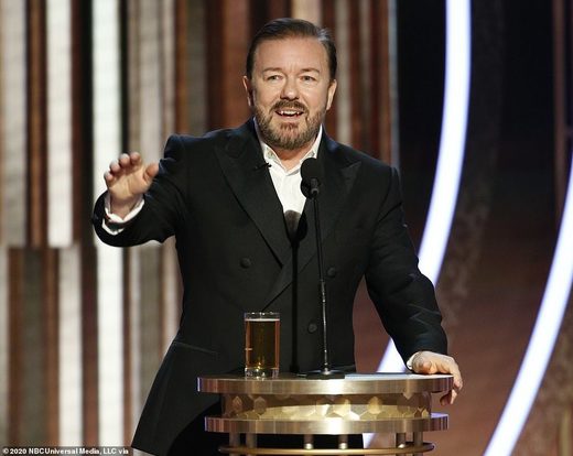 Ricky Gervais divides social media after he eviscerates 'woke' Hollywood hypocrites in scorching opening monologue at the Golden Globes