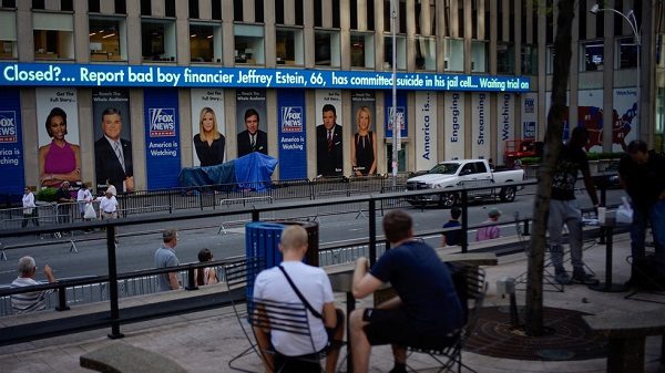 Fox News electronic ticker in New York