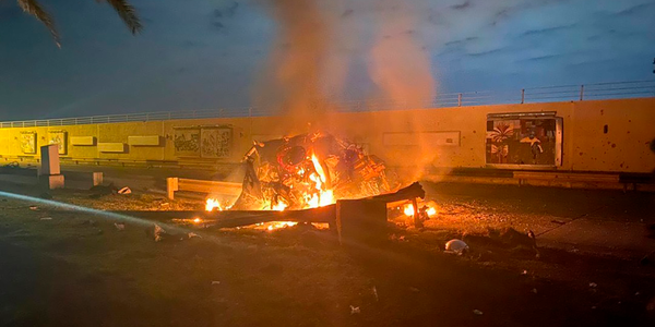 burning vehicle Baghdad