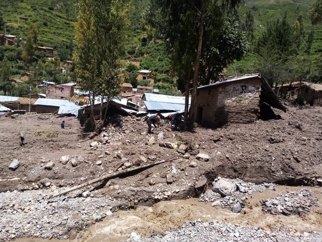 Aftermath of the mudslide and floods in Vilcanchos district, Ayacucho Region.