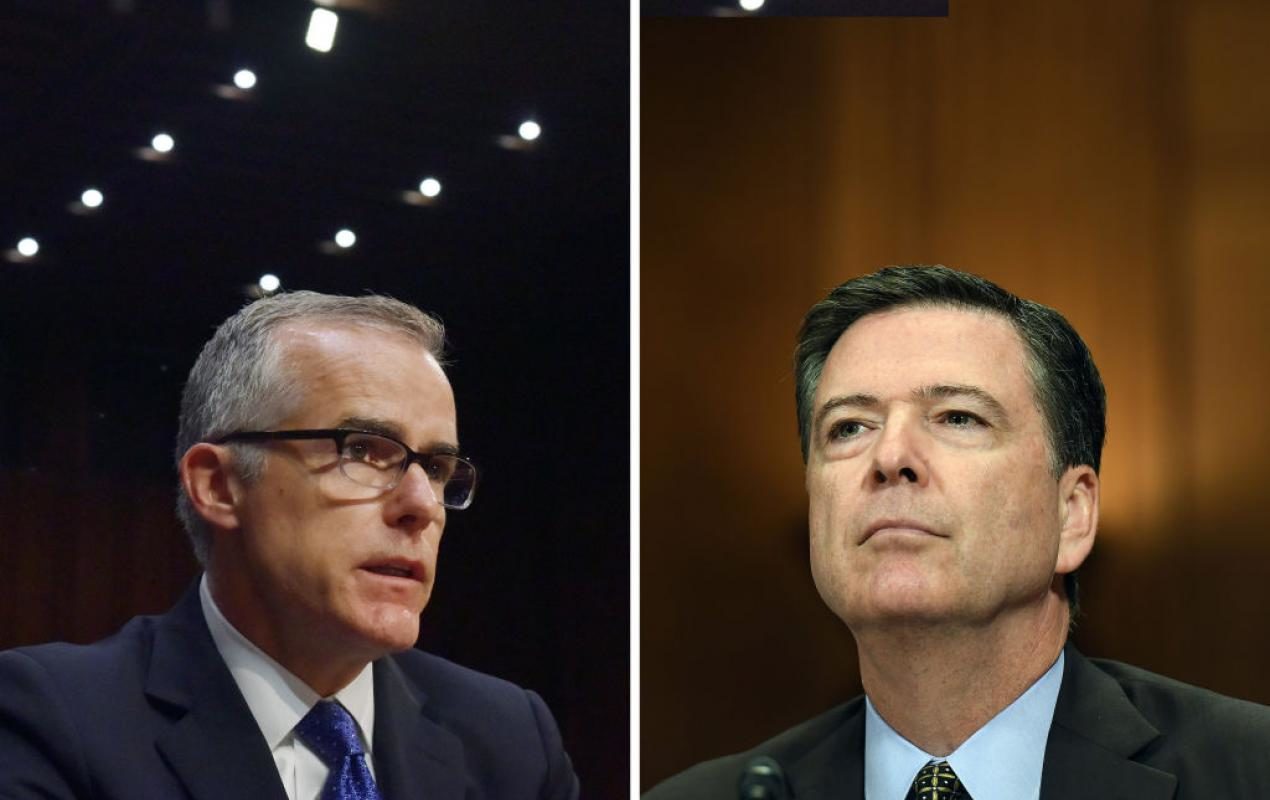 Andrew McCabe, left, and James Comey