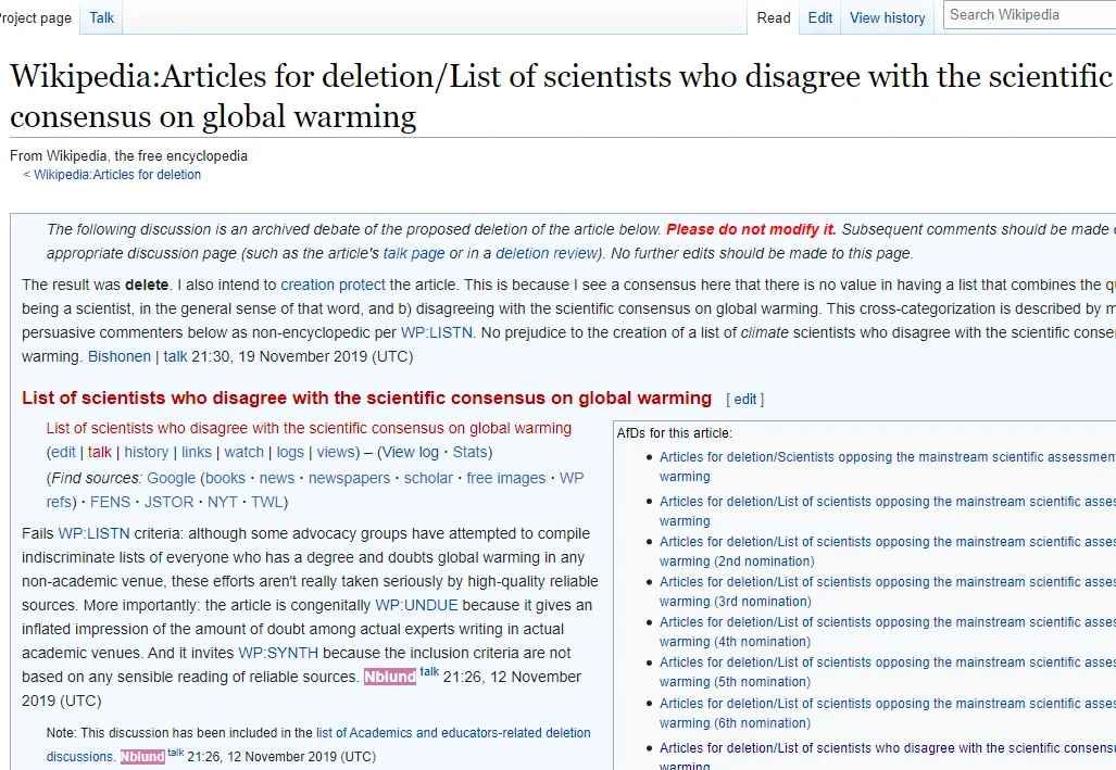 Wikipedia delete list