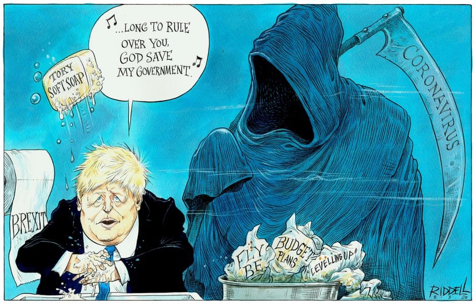 Boris Johnson and coronavirus cartoon