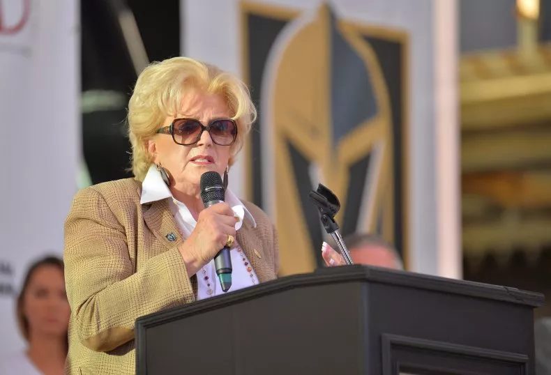 Las Vegas Mayor Carolyn Goodman speaks at an announcement at the Fremont Street Experience on June 13, 2017 in Las Vegas, Nevada.