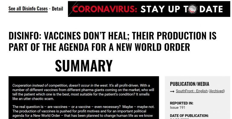 southfront coronavirus disinfo accusation