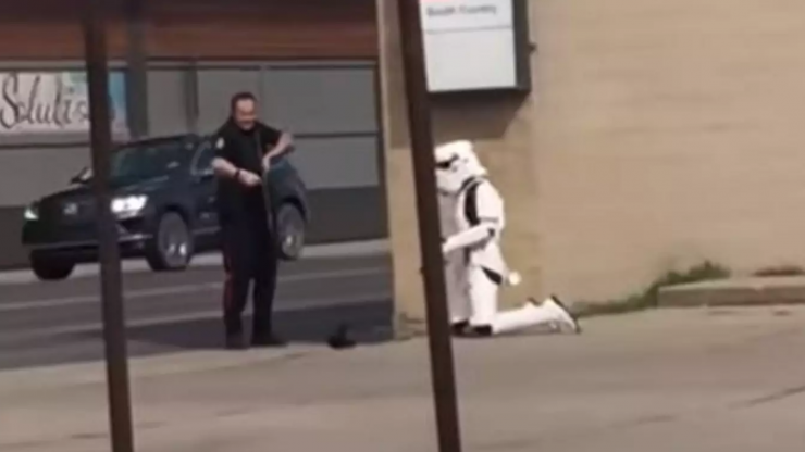 stormtrooper costumed arrest