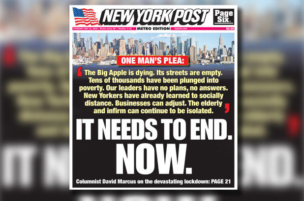New York Post cover May 21, 2020