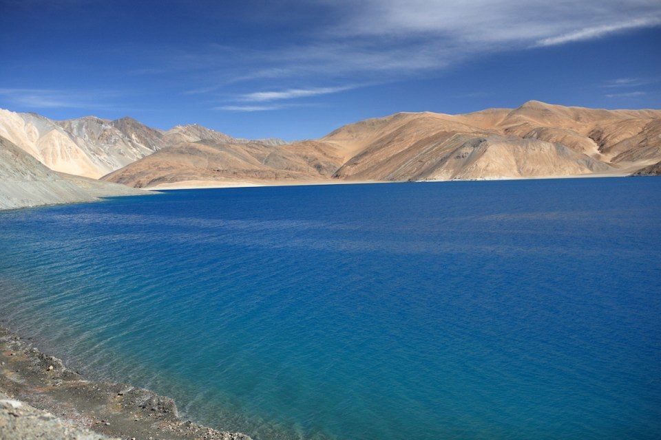 Pangong Lake, on the border between India and China