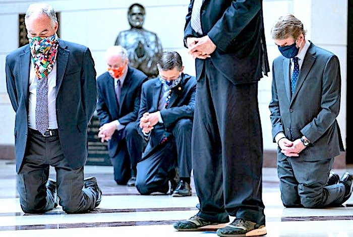 Kneeling senators
