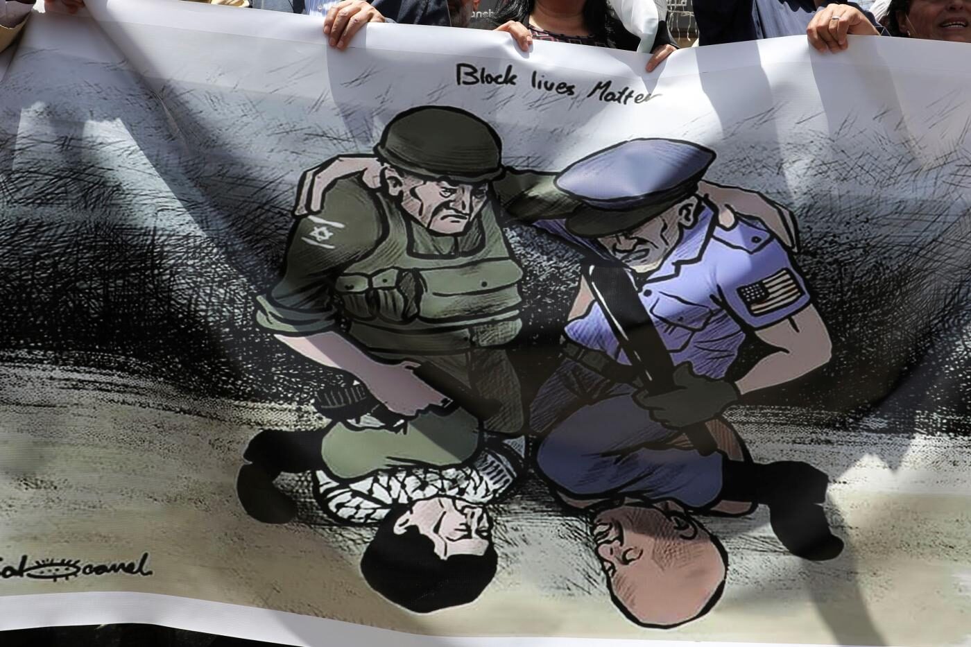 Israel US american police knee on neck