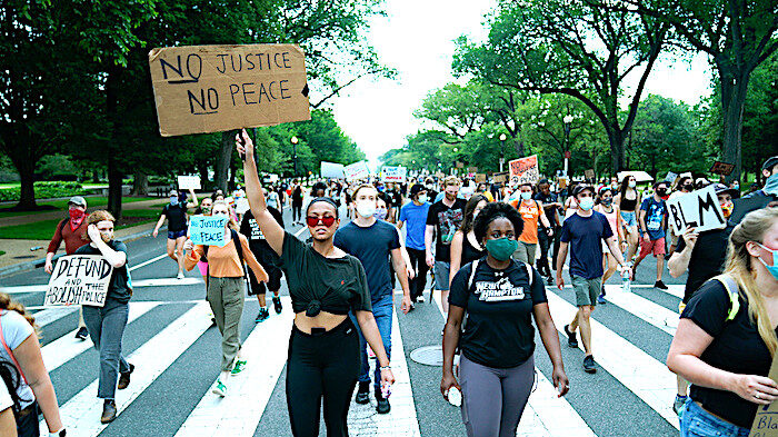 Protesters march