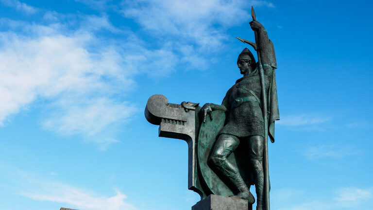The statue of Ingolfr Arnarson in Reykjavík