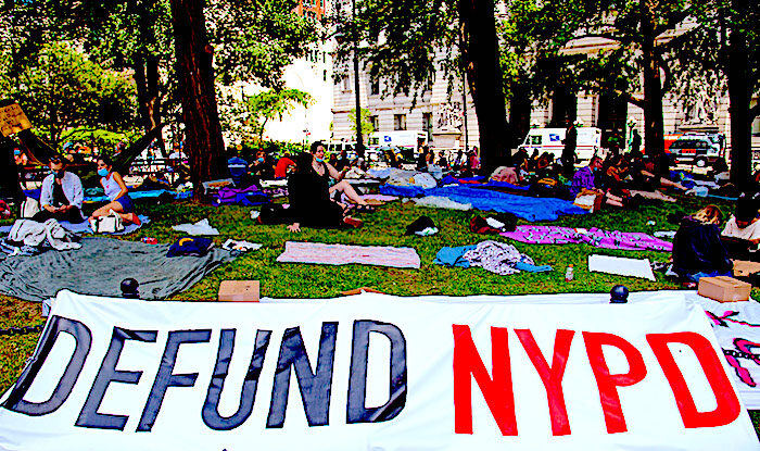 protesters defund NYPD
