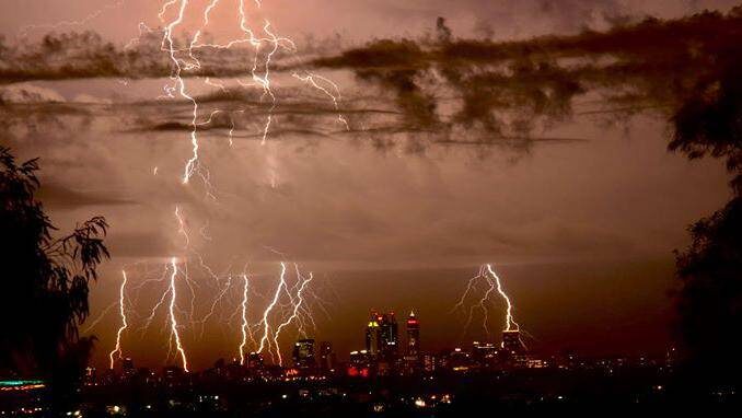 Lightning lights up Perth’s skies