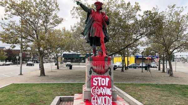 Vandalized Statue of Christopher Columbus