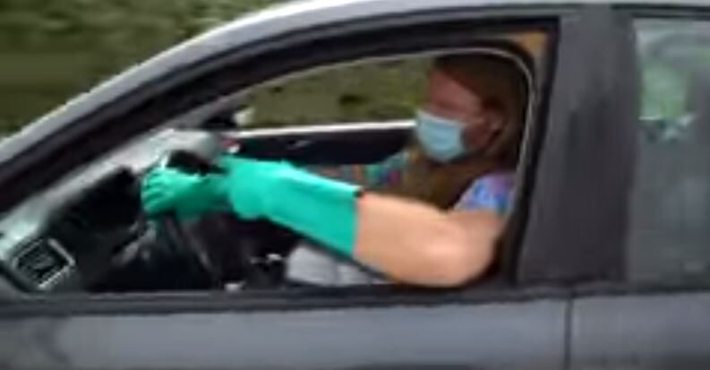 Wearing mask while driving