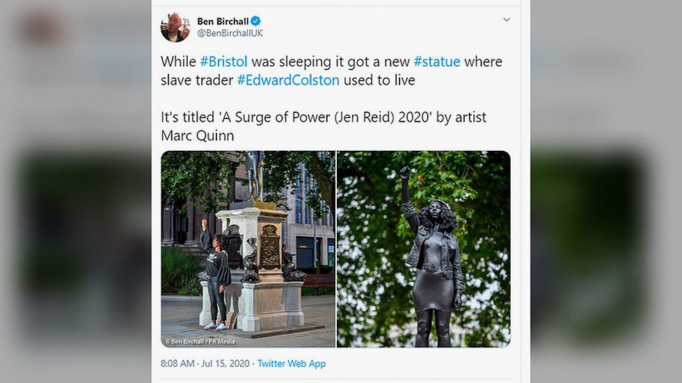 BLM statue replace slave trader UK Jenn Reid