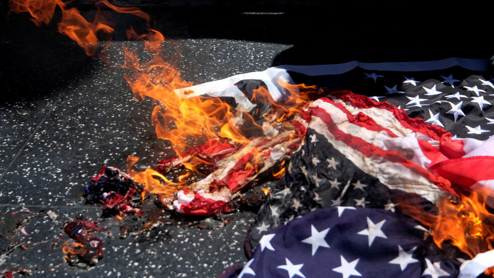U.S. flag burns