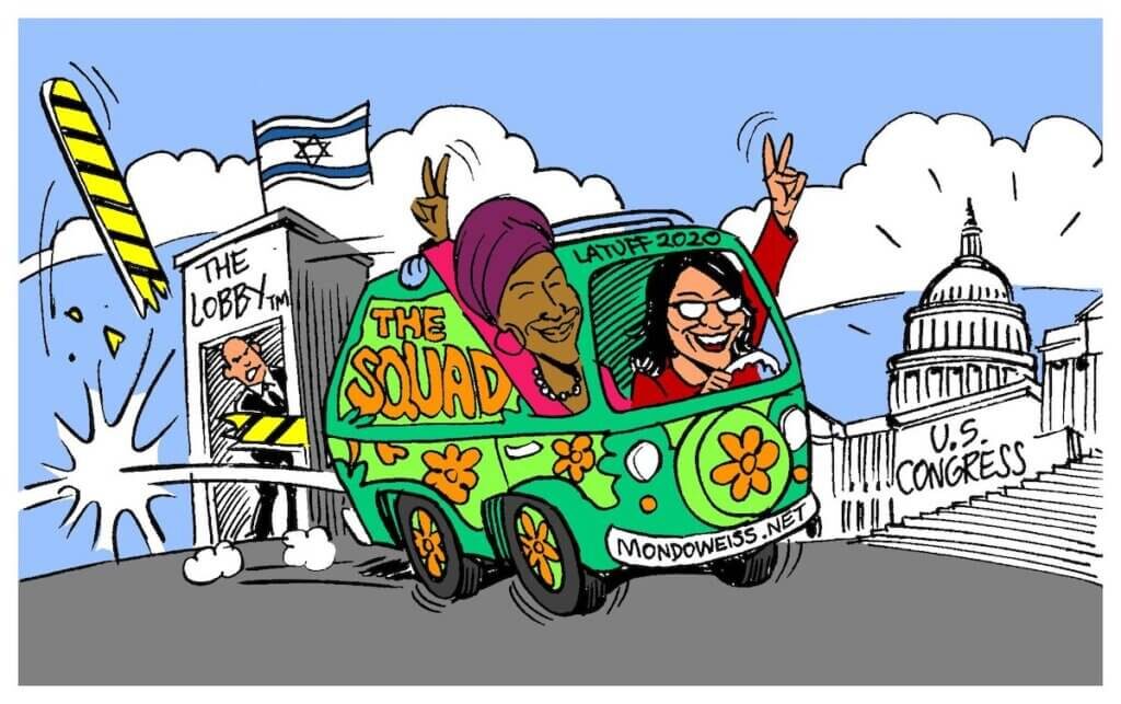omar tlaib election win squad israel cartoon