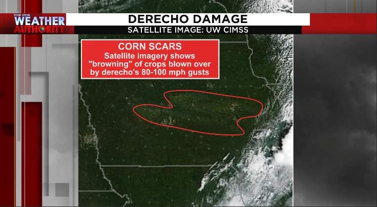 Satellite imagery shows devastation to corn, soy crop in Iowa