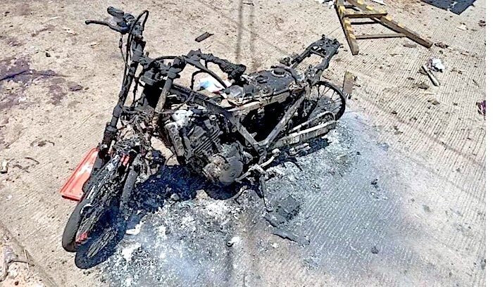 burned motorcycle